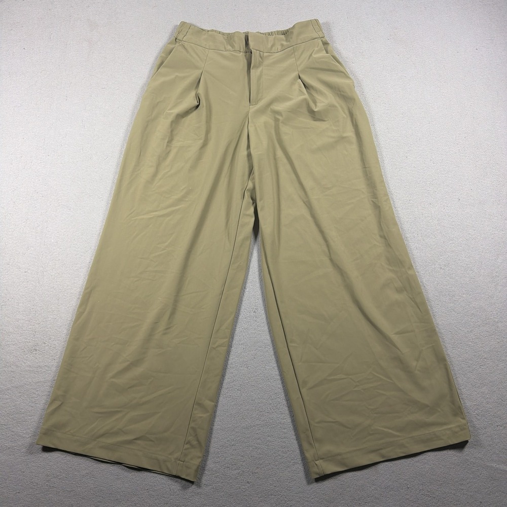 Athleta Pants Women 8P Wide Leg Relaxed Green Khaki Stretch Travel Gorpcore 90s